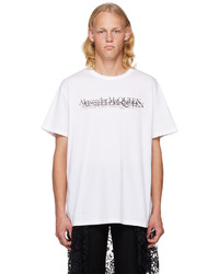 hellbeige Strick T-Shirt mit einem Rundhalsausschnitt von Alexander McQueen