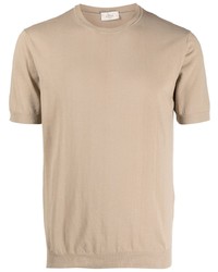 hellbeige Strick T-Shirt mit einem Rundhalsausschnitt von Altea