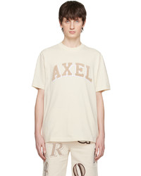 hellbeige Strick T-Shirt mit einem Rundhalsausschnitt von Axel Arigato