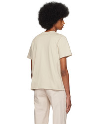 hellbeige Strick T-Shirt mit einem Rundhalsausschnitt von Coperni