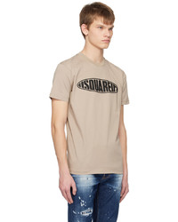 hellbeige Strick T-Shirt mit einem Rundhalsausschnitt von DSQUARED2