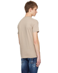 hellbeige Strick T-Shirt mit einem Rundhalsausschnitt von DSQUARED2