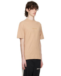 hellbeige Strick T-Shirt mit einem Rundhalsausschnitt von Palm Angels