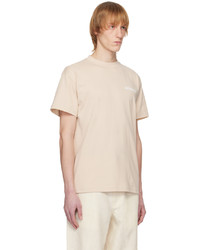 hellbeige Strick T-Shirt mit einem Rundhalsausschnitt von Jacquemus