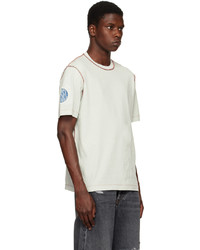 hellbeige Strick T-Shirt mit einem Rundhalsausschnitt von Diesel
