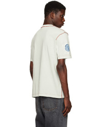 hellbeige Strick T-Shirt mit einem Rundhalsausschnitt von Diesel