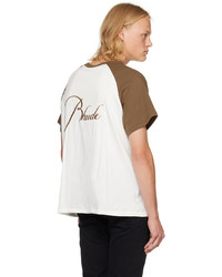 hellbeige Strick T-Shirt mit einem Rundhalsausschnitt von Rhude