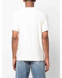 hellbeige Strick T-Shirt mit einem Rundhalsausschnitt von Sandro