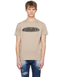 hellbeige Strick T-Shirt mit einem Rundhalsausschnitt von DSQUARED2