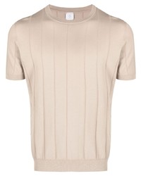 hellbeige Strick T-Shirt mit einem Rundhalsausschnitt von Eleventy