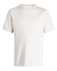 hellbeige Strick T-Shirt mit einem Rundhalsausschnitt von Extreme Cashmere