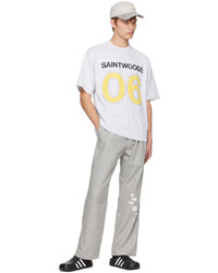 hellbeige Strick T-Shirt mit einem Rundhalsausschnitt von Saintwoods