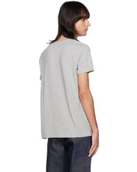 hellbeige Strick T-Shirt mit einem Rundhalsausschnitt von A.P.C.