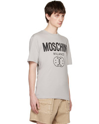 hellbeige Strick T-Shirt mit einem Rundhalsausschnitt von Moschino