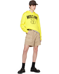 hellbeige Strick T-Shirt mit einem Rundhalsausschnitt von Moschino