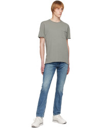 hellbeige Strick T-Shirt mit einem Rundhalsausschnitt von rag & bone