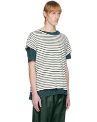 hellbeige Strick T-Shirt mit einem Rundhalsausschnitt von MM6 MAISON MARGIELA