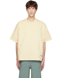 hellbeige Strick T-Shirt mit einem Rundhalsausschnitt von Jil Sander