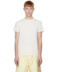 hellbeige Strick T-Shirt mit einem Rundhalsausschnitt von Jil Sander