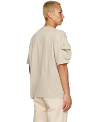 hellbeige Strick T-Shirt mit einem Rundhalsausschnitt von Jacquemus