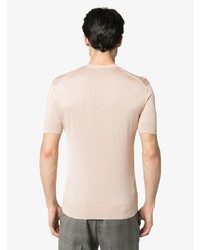 hellbeige Strick T-Shirt mit einem Rundhalsausschnitt von Tom Ford