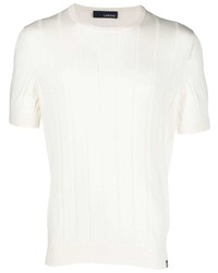 hellbeige Strick T-Shirt mit einem Rundhalsausschnitt von Lardini