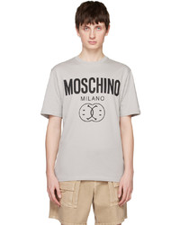 hellbeige Strick T-Shirt mit einem Rundhalsausschnitt von Moschino
