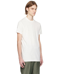 hellbeige Strick T-Shirt mit einem Rundhalsausschnitt von Rick Owens