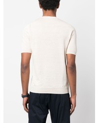 hellbeige Strick T-Shirt mit einem Rundhalsausschnitt von Tagliatore