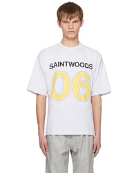 hellbeige Strick T-Shirt mit einem Rundhalsausschnitt von Saintwoods