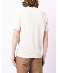 hellbeige Strick T-Shirt mit einem Rundhalsausschnitt von Man On The Boon.