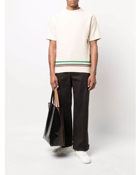 hellbeige Strick T-Shirt mit einem Rundhalsausschnitt von Jil Sander