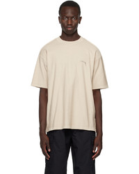 hellbeige Strick T-Shirt mit einem Rundhalsausschnitt von Stussy