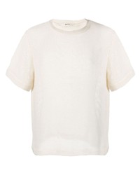 hellbeige Strick T-Shirt mit einem Rundhalsausschnitt von Séfr