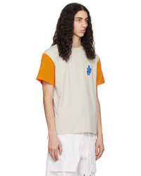 hellbeige Strick T-Shirt mit einem Rundhalsausschnitt von JW Anderson