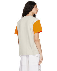 hellbeige Strick T-Shirt mit einem Rundhalsausschnitt von JW Anderson