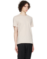 hellbeige Strick T-Shirt mit einem Rundhalsausschnitt von Filippa K