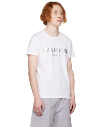 hellbeige Strick T-Shirt mit einem Rundhalsausschnitt von Balmain
