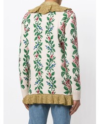 hellbeige Strickjacke mit Blumenmuster von Gucci