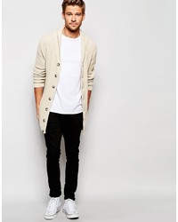 hellbeige Strickjacke mit einem Schalkragen von Asos