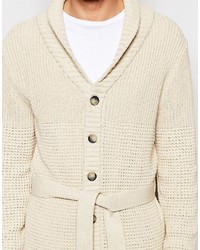 hellbeige Strickjacke mit einem Schalkragen von Asos