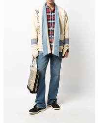 hellbeige Strickjacke mit einer offenen Front von Greg Lauren