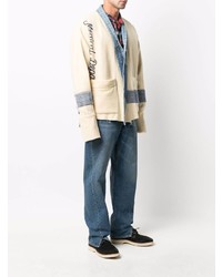 hellbeige Strickjacke mit einer offenen Front von Greg Lauren