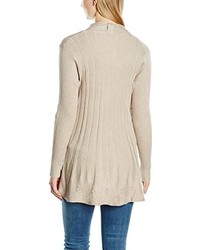 hellbeige Strickjacke mit einer offenen Front von FreeQuent