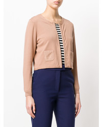 hellbeige Strickjacke mit einer offenen Front von Paule Ka