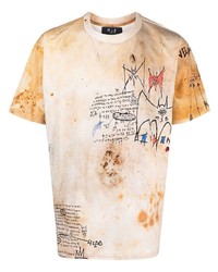 hellbeige Mit Batikmuster T-Shirt mit einem Rundhalsausschnitt von MJB Marc Jacques Burton