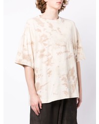 hellbeige Mit Batikmuster T-Shirt mit einem Rundhalsausschnitt von Ziggy Chen