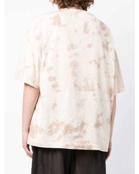 hellbeige Mit Batikmuster T-Shirt mit einem Rundhalsausschnitt von Ziggy Chen