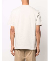 hellbeige T-Shirt mit einem Rundhalsausschnitt mit Blumenmuster von Paul Smith