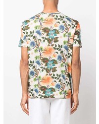 hellbeige T-Shirt mit einem Rundhalsausschnitt mit Blumenmuster von Etro